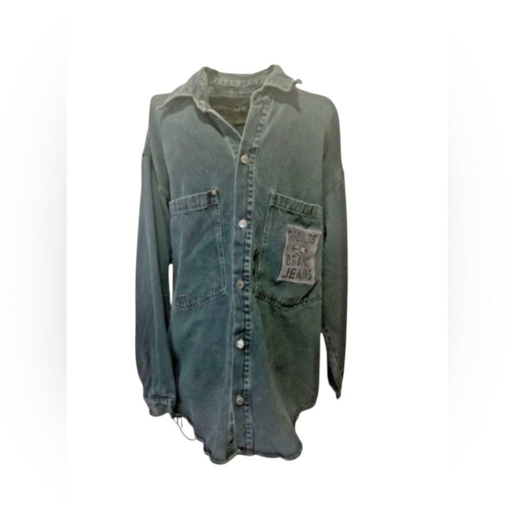 RESULTS Vtg Blue Denim Oversized Shirt Men's M